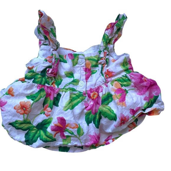 Janie & Jack 4-Piece Baby Girl Summer Clothes Bundle: Floral Tops & Navy Tee - Picture 3 of 14